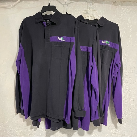 FedEx Shirts Fedex Uniform Long Sleeve Polo Shirt Set Of 3 Poshmark